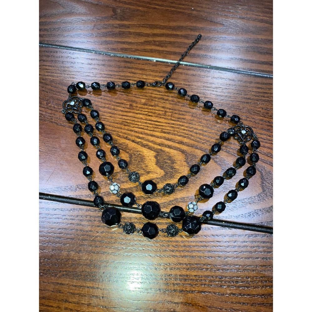 Three Rows Black beaded Necklace! - Picture 4 of 9